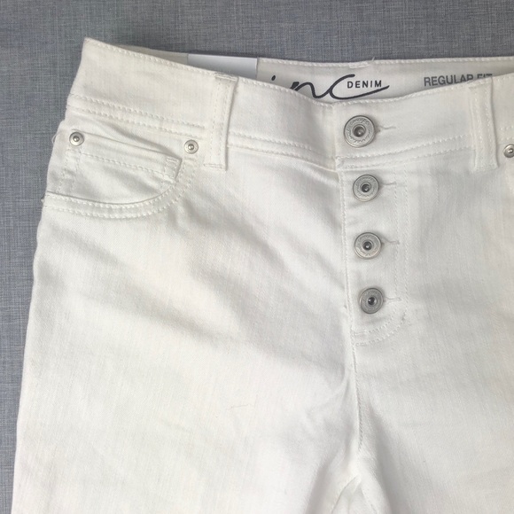 INC White Fringe Trim Cropped Jeans Size 0 & 2 - Picture 3 of 6